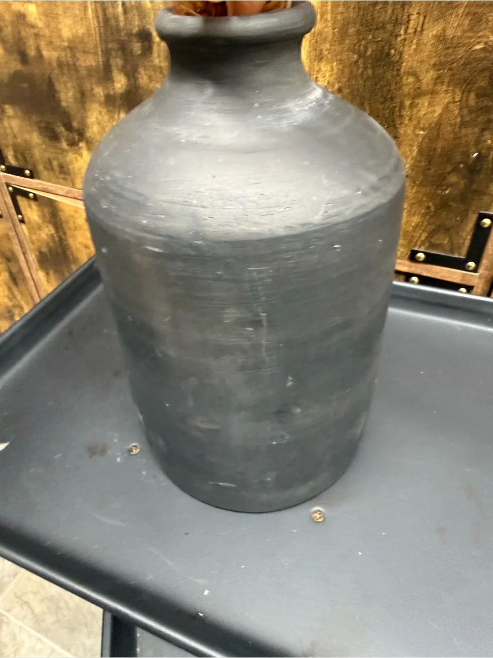 Decorative Matte Black Ceramic Vase with Autumn Stem Arrangement